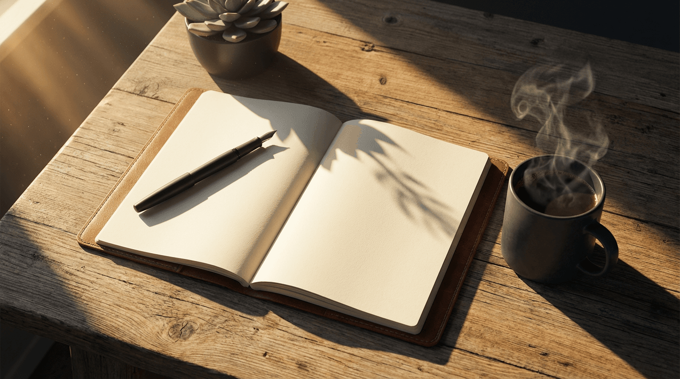 Strategic planning notes and brand system sketches on a workspace